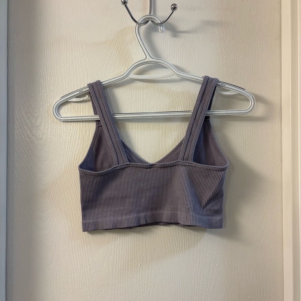 Purple Ribbed Crop Top - Picture 2 of 2